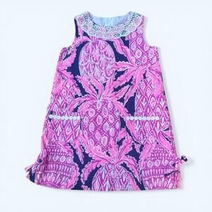 Lilly Pulitzer Little Lilly Classic Shift Dress Coco Safari Pink/Navy Girls Sz 5
